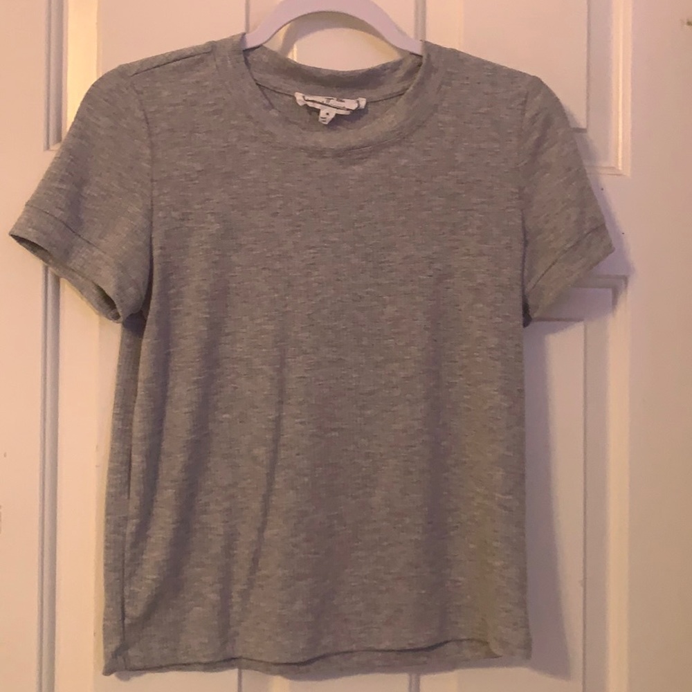 Grey Ribbed Shirt- Hippie Rose